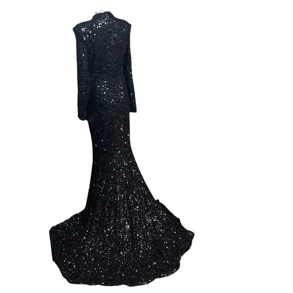 Faeriesty NWT - Black Velour Mesh Cutouts Sequin Mermaid Prom Formal Dress  Sz.MD - threedaughtersproperties.com